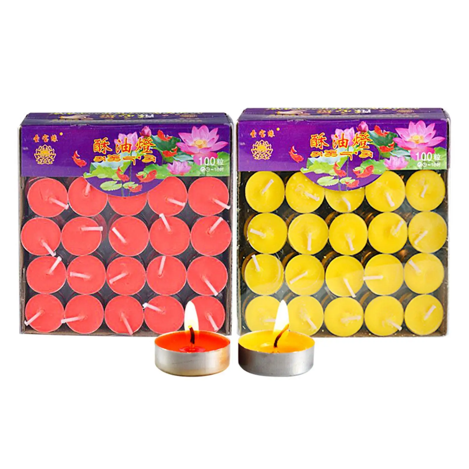 100x Tealight Ghee Butter Lamp Candle Set for Meditation, Ceremonies, Rituals, Altars, Diwali