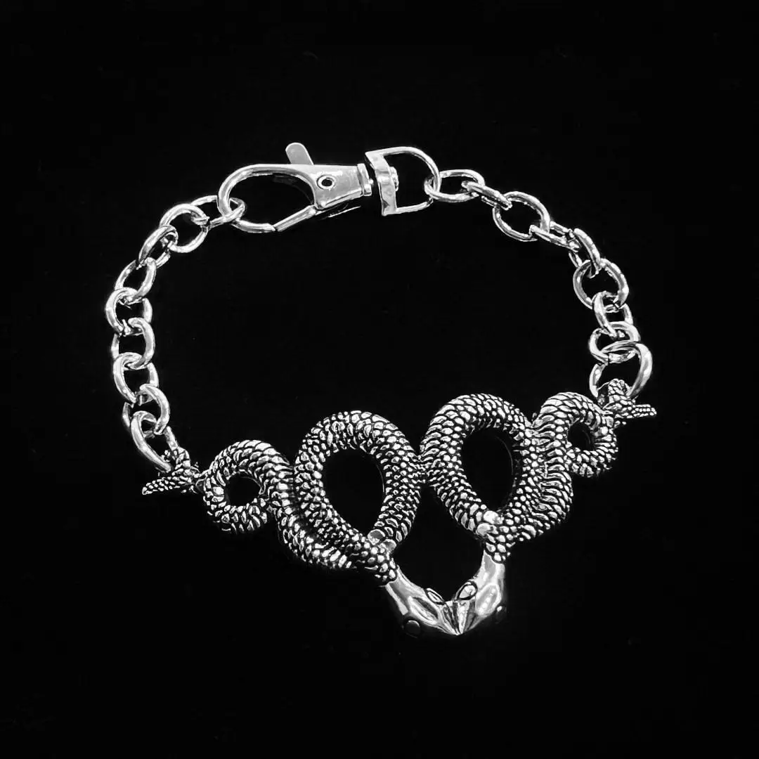 Medusa Bracciale Serpente Argento Catena Dark Goth Gothic Wpruriginoso Gioielli In Metallo Argento Serpente Braccialetto Serpente