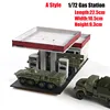 1/72 Gas Station Building Scene Wooden Assembly Model Ornament DIY Handmade Toy 2