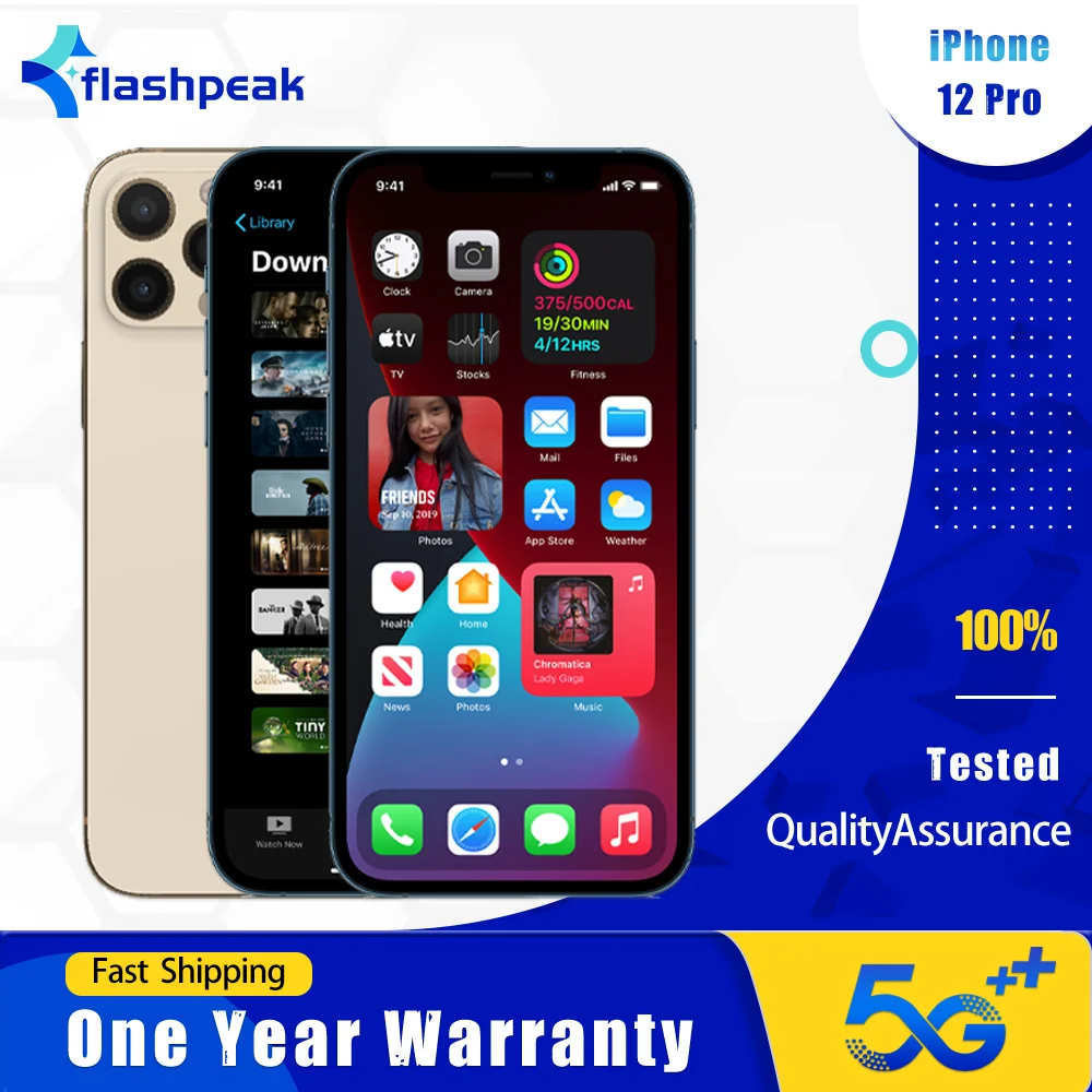 Original Unlocked Apple iPhone 12 Pro 5G Mobile Phone NFC 6GB RAM 128GB/256GB ROM Face ID 6.1'' A14 Bionic Hexa-core SmartPhone