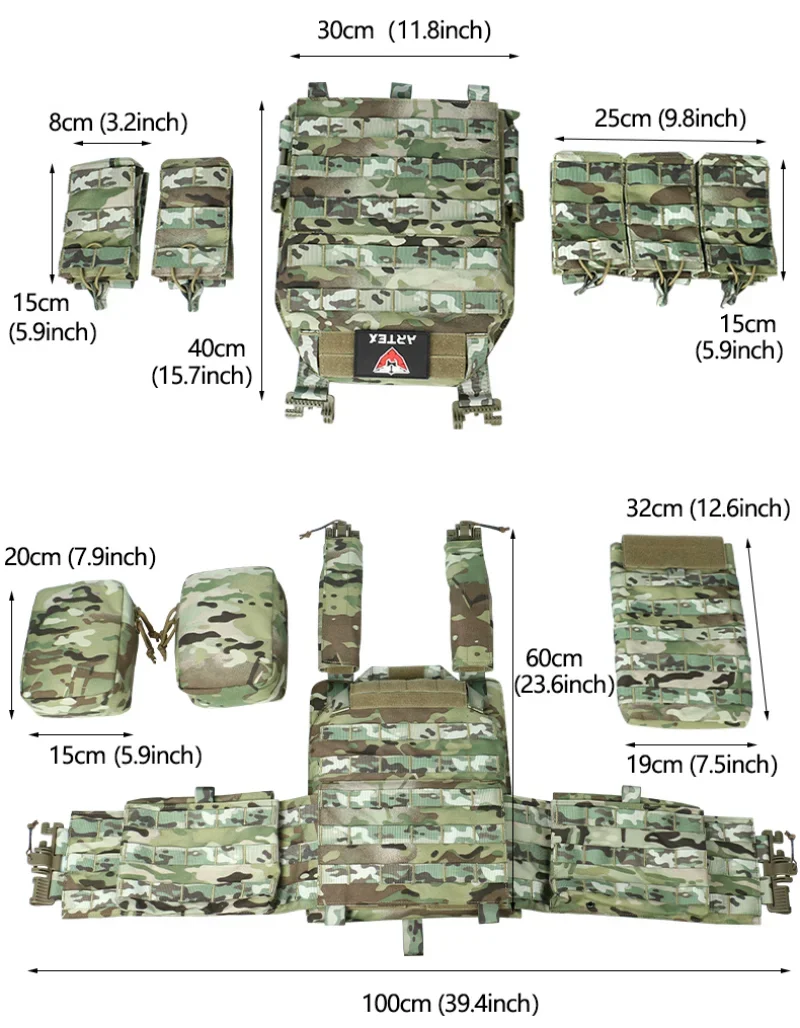Tactical Vest ARTEX Tactical Vest Triple Magazine Pouch 1000D Nylon Fabric Quick Release 6094K Hunting Airsoft Combat Accessories