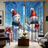 2pcs set HD Christmas gift snowman decoration curtain Blue tie digital printed curtain Home decoration style Decoration livin 1