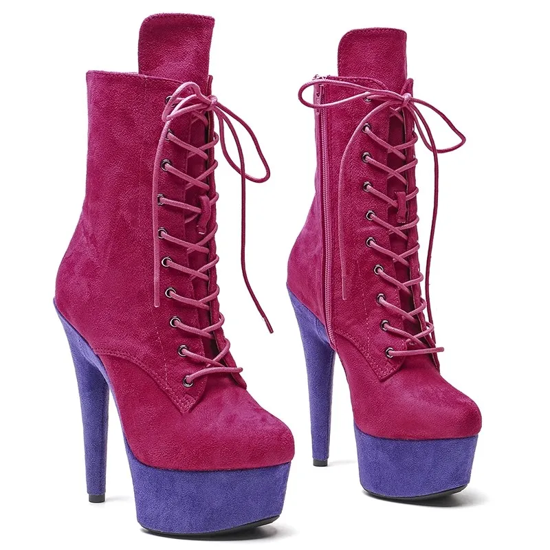 

LAIJIANJINXIA New Suede Upper 15CM/6Inch Women's Platform Party High Heels Modern Boots Pole Dance shoes 044