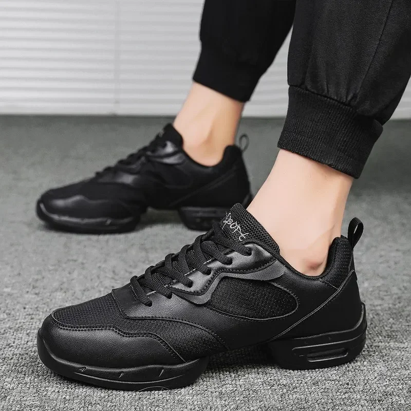 Soft Men Shoes Sports Increased Anti-skid Square Dance Shoes Sneakers Net Jazz Fitness Team Performance