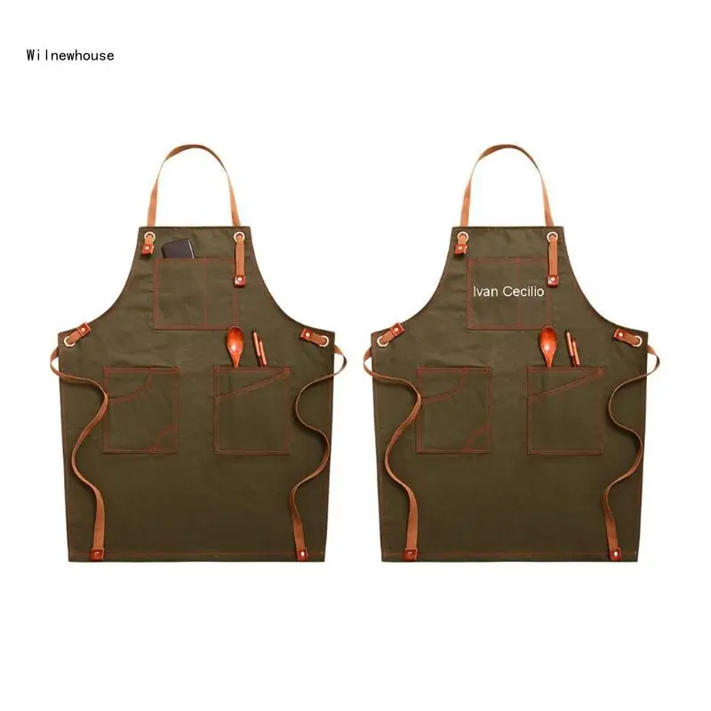 

Рабочий фартук унисекс, кухонные фартуки для уборки с карманами и регулируемыми ремнями, Прямая поставка