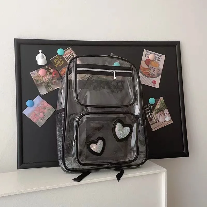 Xiuya Transparent PVC Womens Backpack Summer College Style Fashion Large Capacity Travel Backpack Designer Luxury Female Y2k Bag