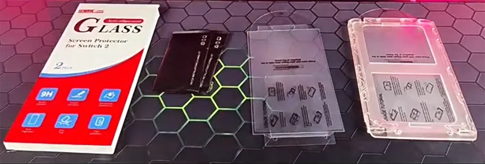 2 unidades pacote de alinhamento automático onetouch para interruptor 2 protetor de tela [7.9 ''] 2025 vidro temperado ultra-claro sem bolhas fácil instalação