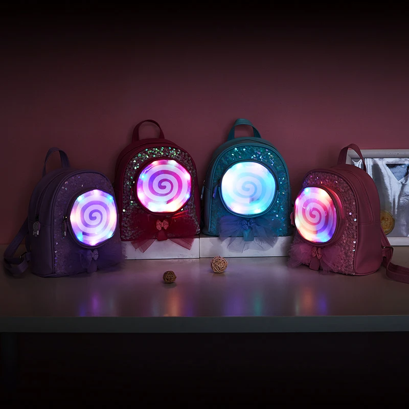 Girls' backpack leisure travel candy design LED light fashionable and cute children's backpack suitable for girls as gifts 2