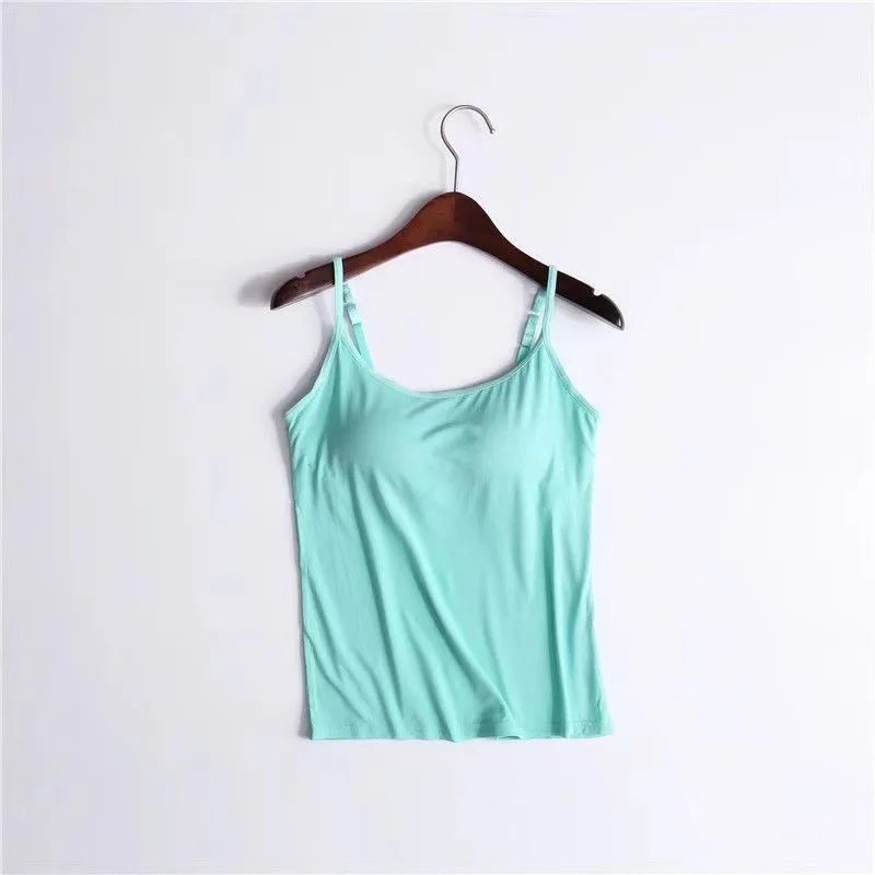 Women Tank Top with Built In Bra Camisole Plus Size S To 6XL Adjustable  Casual Sleeveless Underwear Comfy Sleepwear with Pads