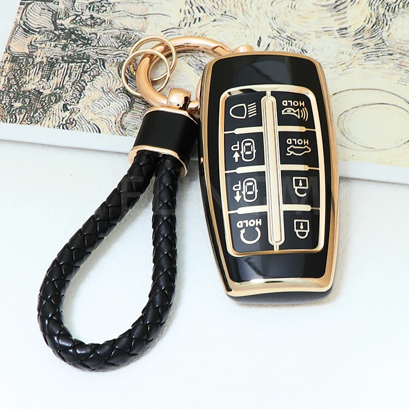 TPU 8 Buttons Car Key Cover Case For Hyundai Genesis G80 GV70 GV80 Remote Key Holder Auto Accessories key case cover key case remote control case cover