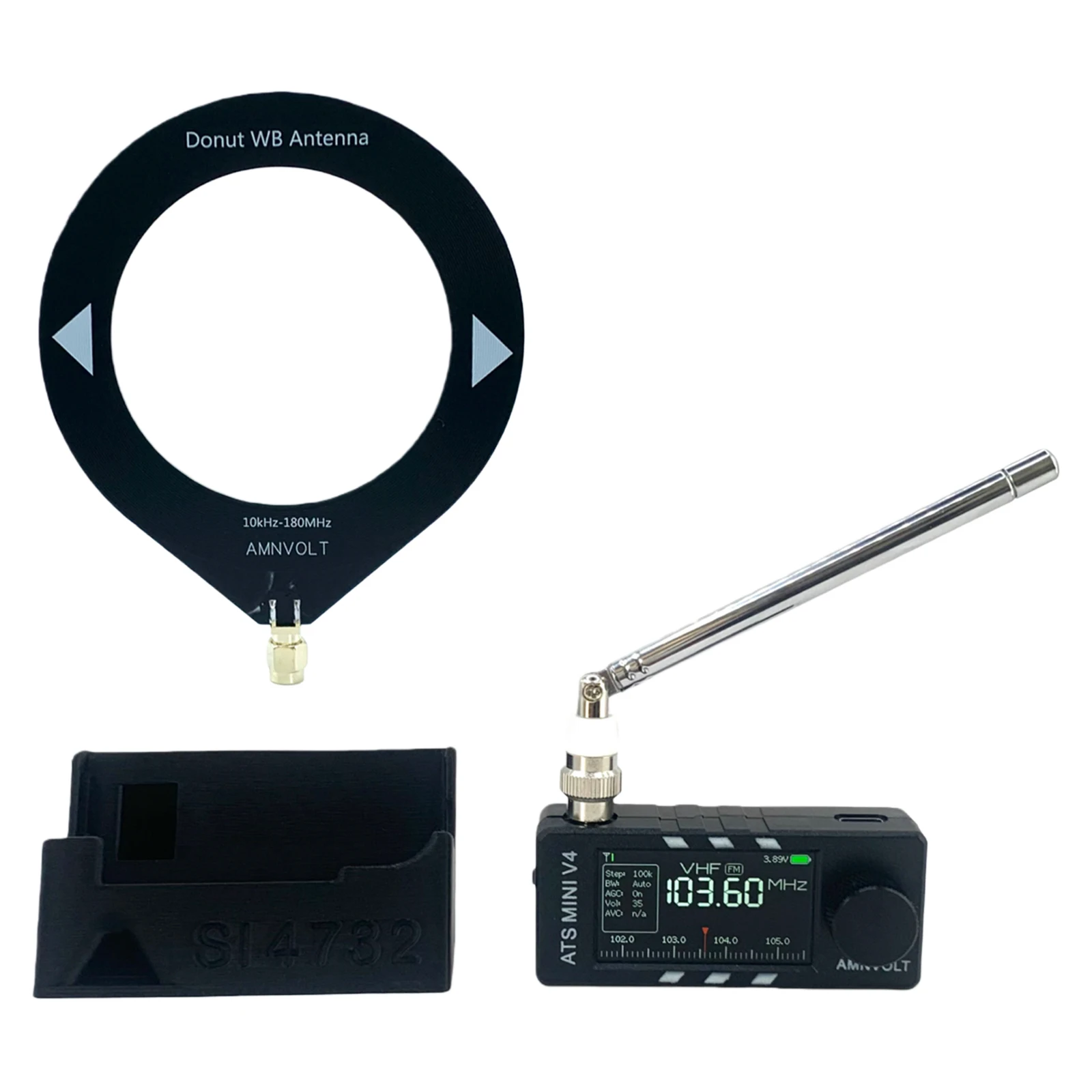 AMNVOLT Rádio V4 ATS MINI DSP Si4732 Tela IPS 1.9 Polegadas