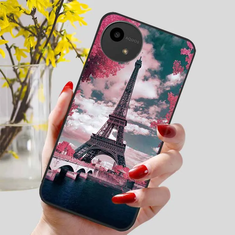 Lovely Black TPU Silicone Shockproof Soft Phone Case with Beautiful Pattern