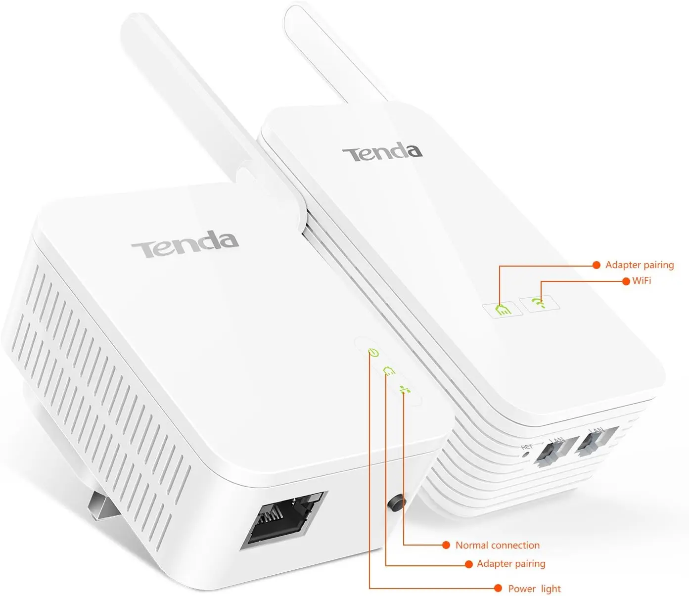 Tenda PH5 AV1000 Wi-Fi Powerline Adapter Kit Gigabit Ports Booster WiFi Extender Upto 300m Range for HD/3D/4K Video UK Plug wifi adapter