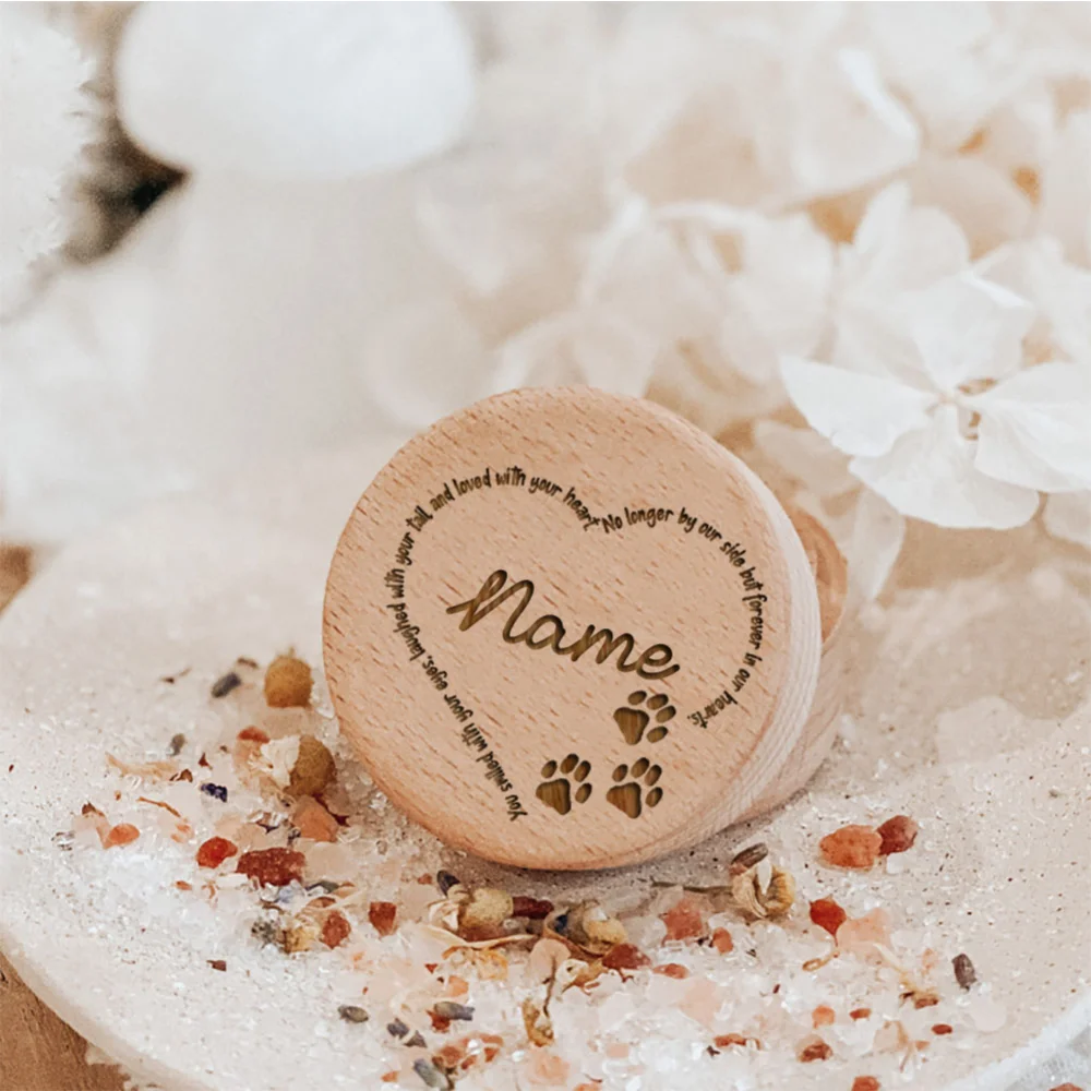 Personalized Name Wooden Carving Pet Hair Storage Box Pet Supplies Dog Save Teeth Memorial Boxes Lost Memorial Gifts Pet Memory Storage Box