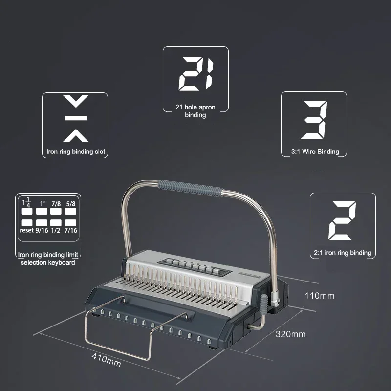 소형 전기 S600 빗 제본기 와이어 바인더 페로인 고무 링 다기능 제본기 이중..