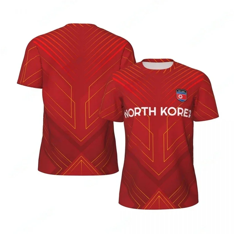 NORDKOREA Flagge 3D-Druck Sport Schnelltrocknend Atmungsaktiv Herren T-Shirt Outdoor Fußballtrikot Team-Uniform Kurzarm-Oberteil Kleidung – Detail 9