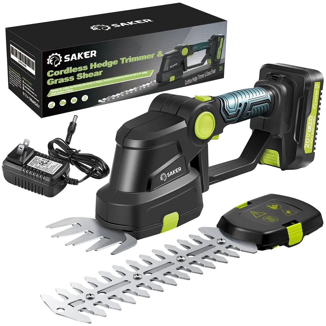 SAKER2IN120VCordlessHedgeTrimmerLawnClippersHandheldAdjustable