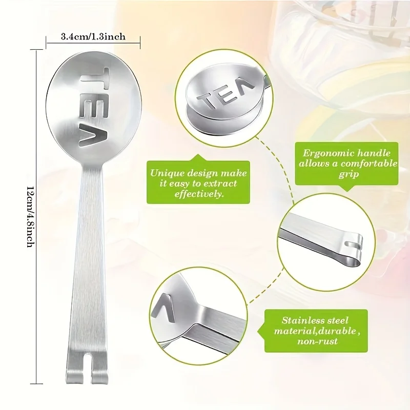 Stainless Steel Tea Bag Squeezer Versatile Kitchen Tool for Easy Leaf Release Ice Sugar Grip Durable Teabag Tongs Strainer Clip
