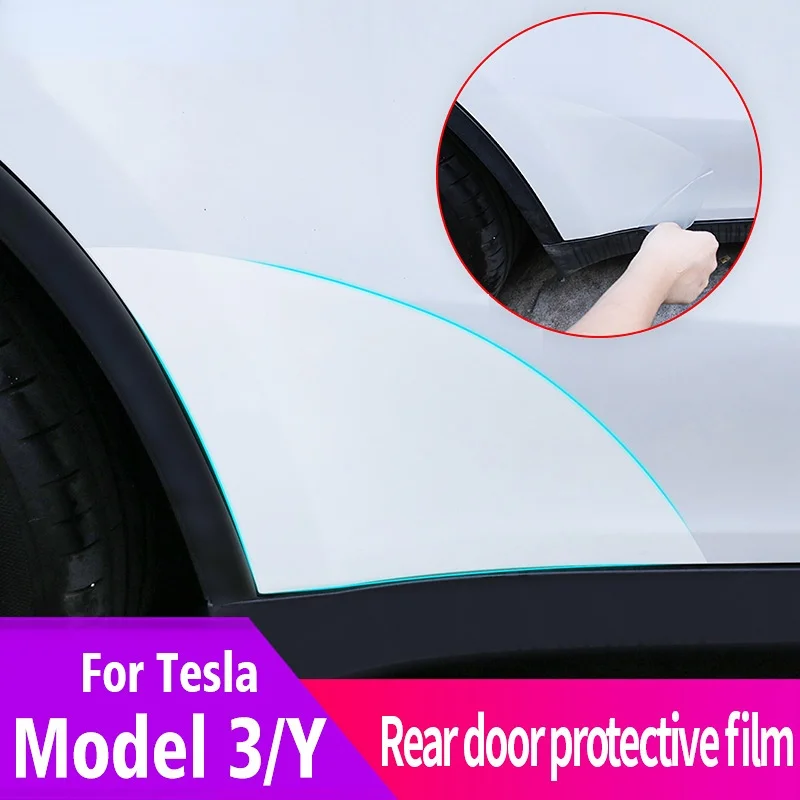 Rear Door Triangle Protective Film For Tesla Model 3 Model Y Car PPF Transparent Trim Stickers Decoration Refit Car Sticker for tesla model 3 model s y x led car door welcome light logo projector lamp laser lamp ghost shadow door projection light