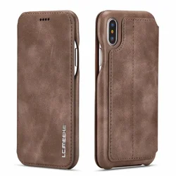 Leather Flip Cover with Magnetic Card Slot and Slim Design - iPhone 12 Mini 13 Mini (Grey)