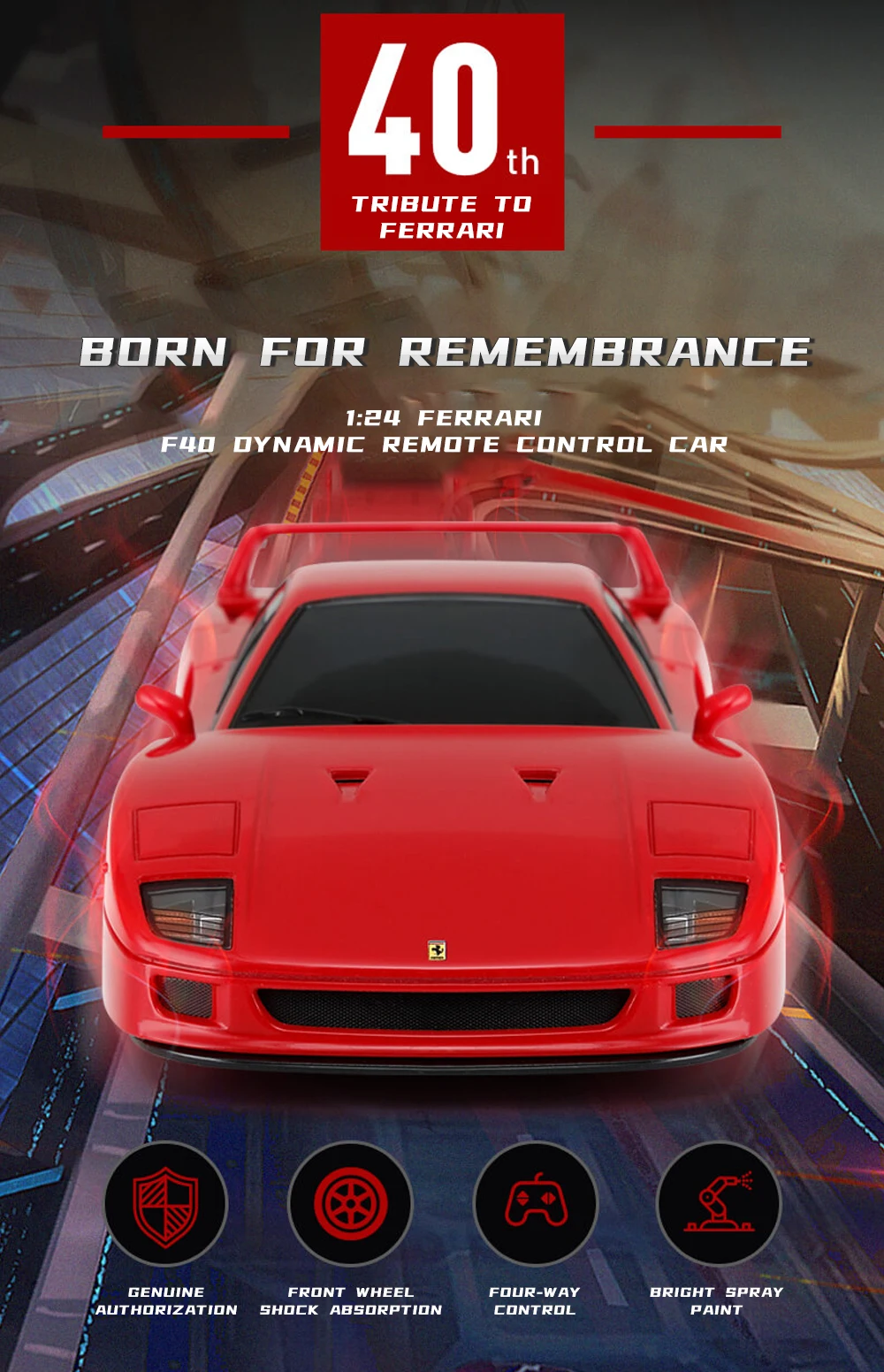 1/24 Simulate RC Ferrari F40 Racing Sports Car Model 458