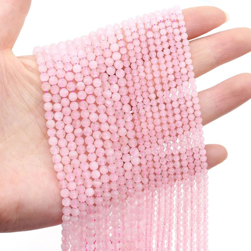 

Round Pink Crystal Beads 2mm 3mm 4mm Natural Stone Loose Spacer Bead for Jewelry Making Supplies DIY Necklace Bracelet Accessory