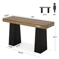 63-Inch Bar Height Table, Wood Rustic Counter Height Table, Rectangular Home Bar with Thickened Tabletop and Sturdy, Customized 2