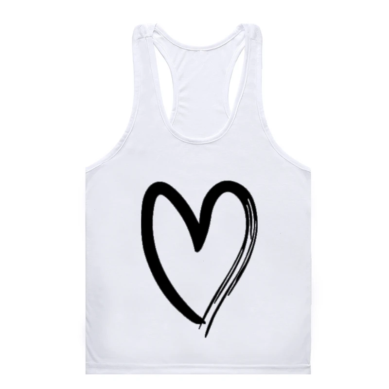 

JCGO Summer Cotton Women Heart Print gym tank top men S-5XL Plus Size sleeveless Gym t-shirt man Gym t-gym tank top men man Casu