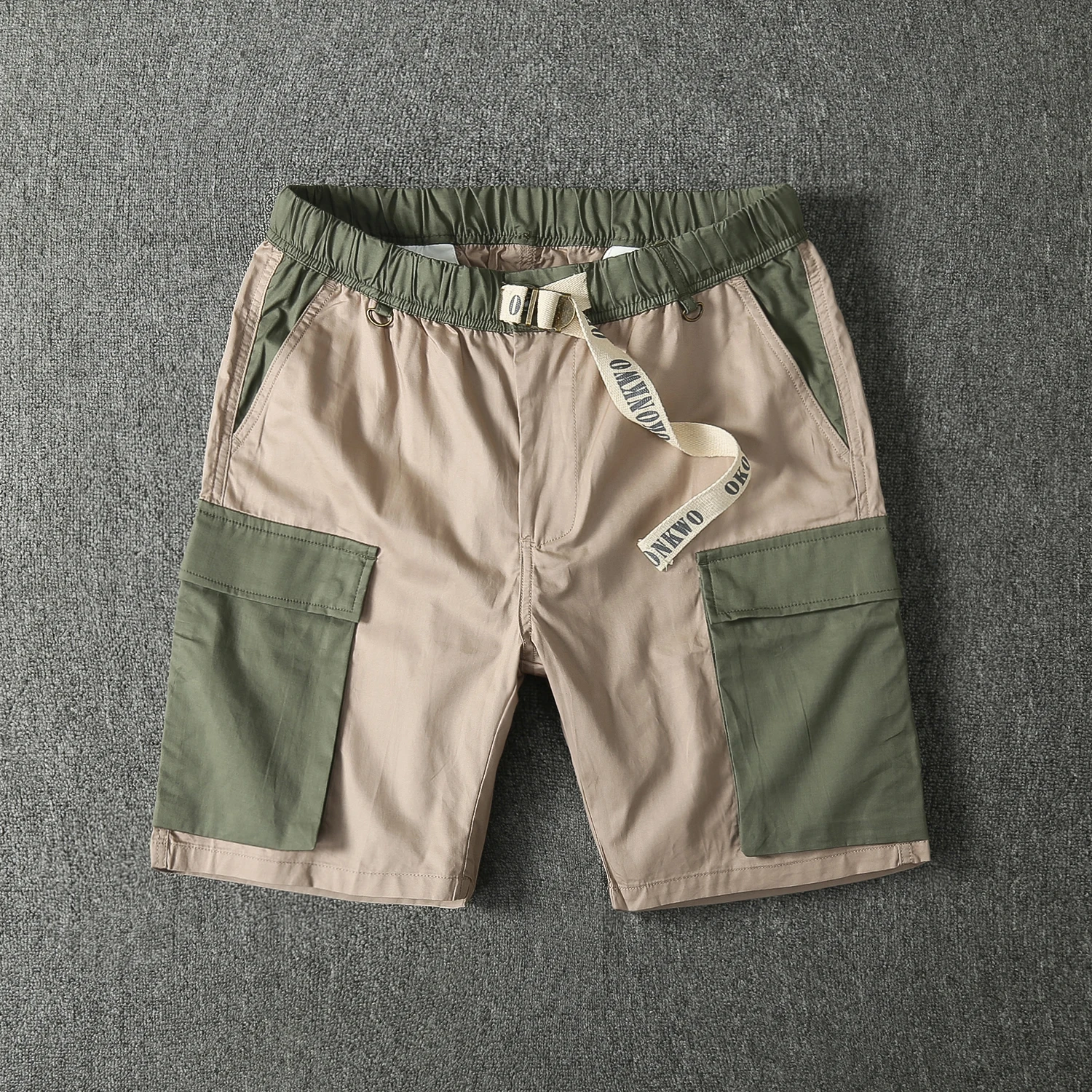 

Summer New Japanese Retro Nylon Cargo Shorts Men's Fashion Waterproof Contrast Stitching Multi-pocket Casual Loose 5-point Pants