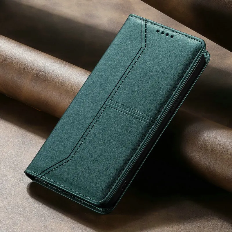 Magnetic Leather Flip Case with RFID Blocking and Wallet