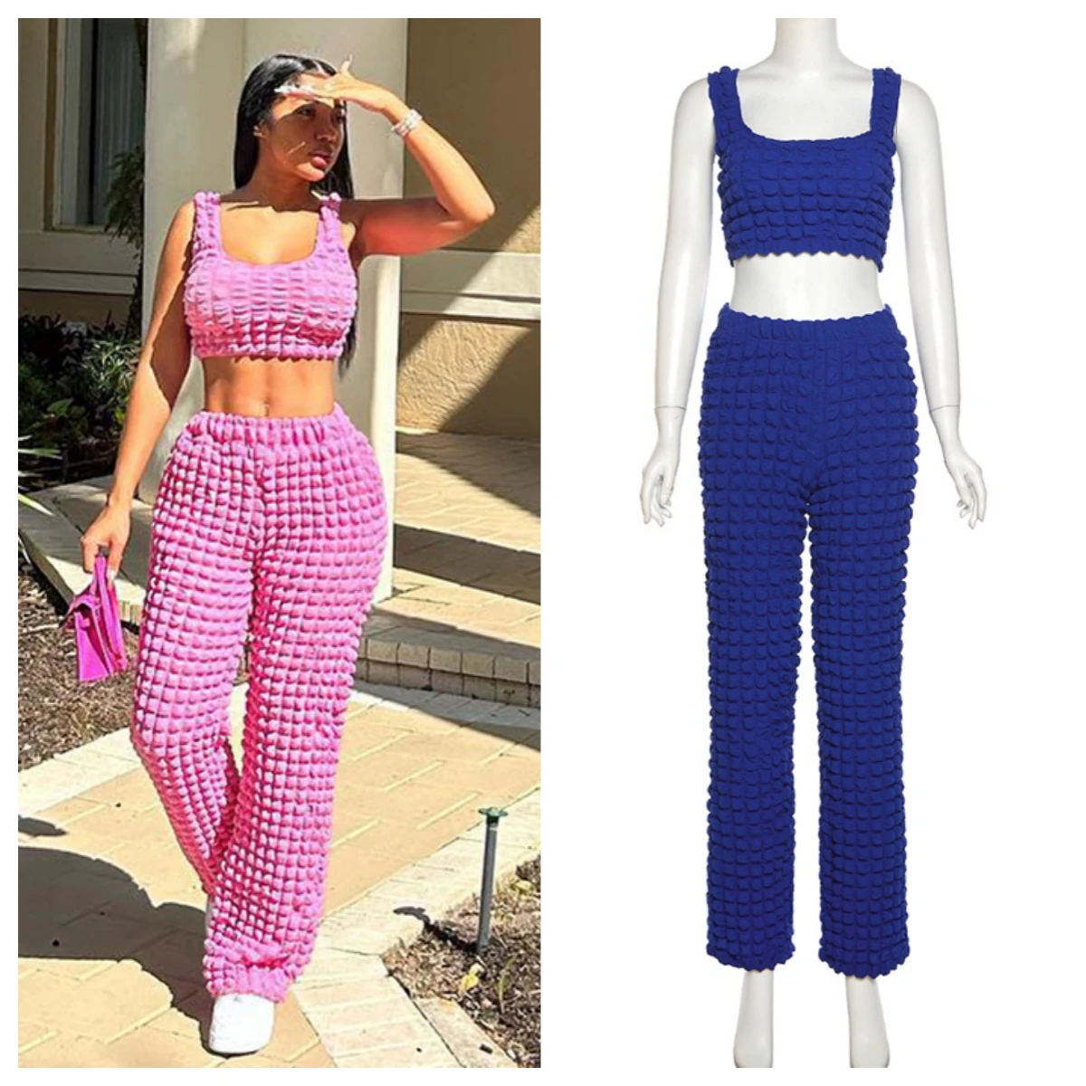 Women Pink 2 Piece Sets Y2K Outfits Tracksuit Matching Workout Sexy Club Wear Set 2023 Fashion Elegant Lady Summer Two Piece Set