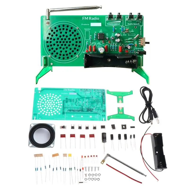 FM 라디오 DIY 전자 키트 65-108MHz DIY 납땜 프로젝트 연습용 조립 세트용 조정 가능한 주파수
