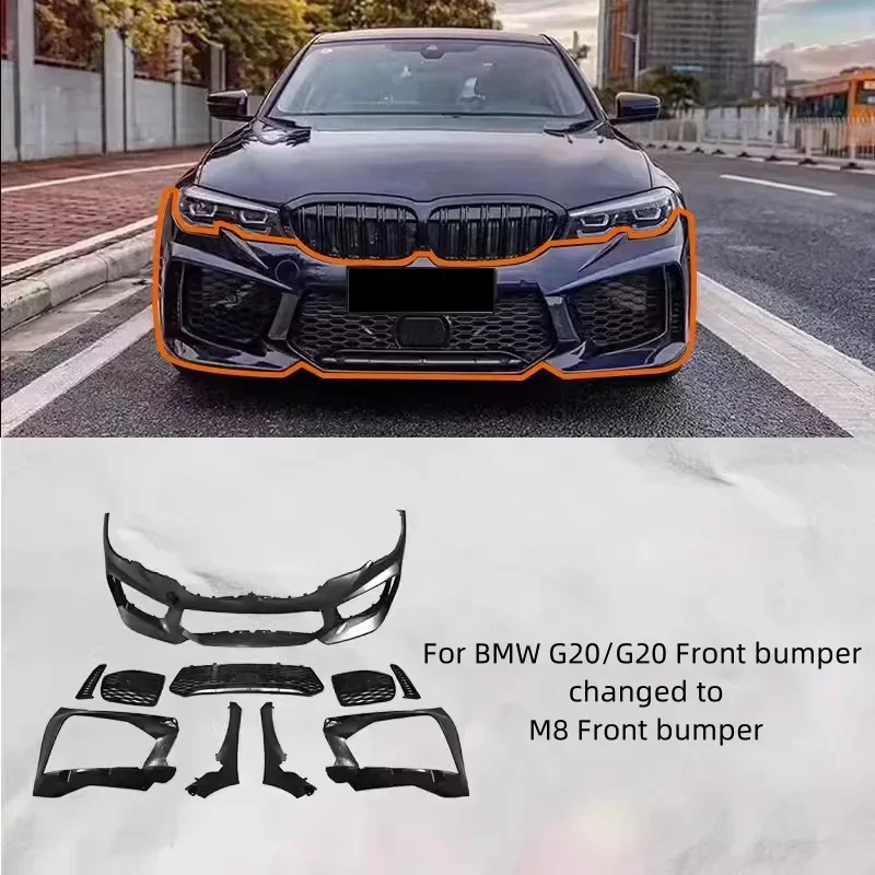 2019 Z-ART M8フロントバンパー（G20 PP用）フロントバンパー（BM W用）すべての新しい3シリーズPPボディキット（G20レトロフィットフロントバンパー フロント バンパー リップ スポイラー 3シリーズ G20 G28 2020 2021