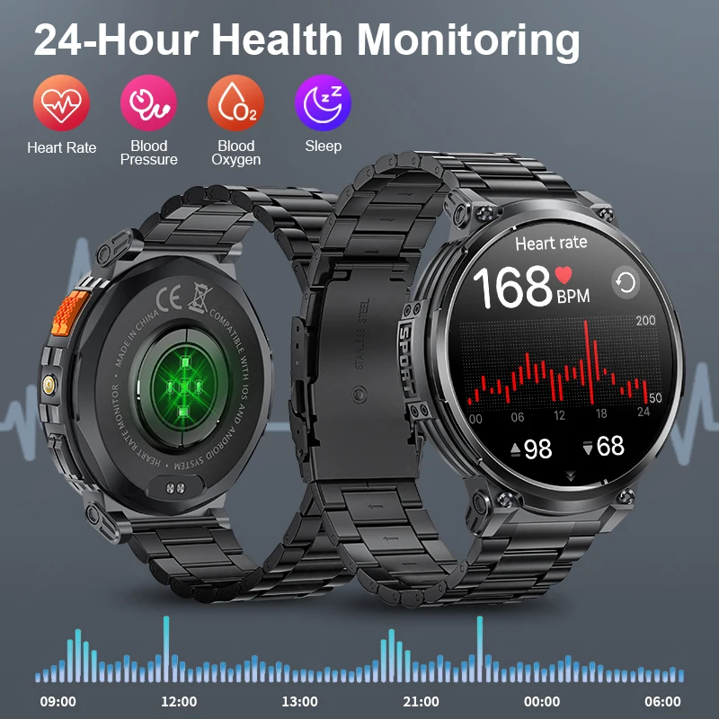New 1.85" Mens Watch 730mAh Large Battery Smart Watch Man Bluetooth Music Talking Watch Multi Sport Waterproof Health Smartwatch