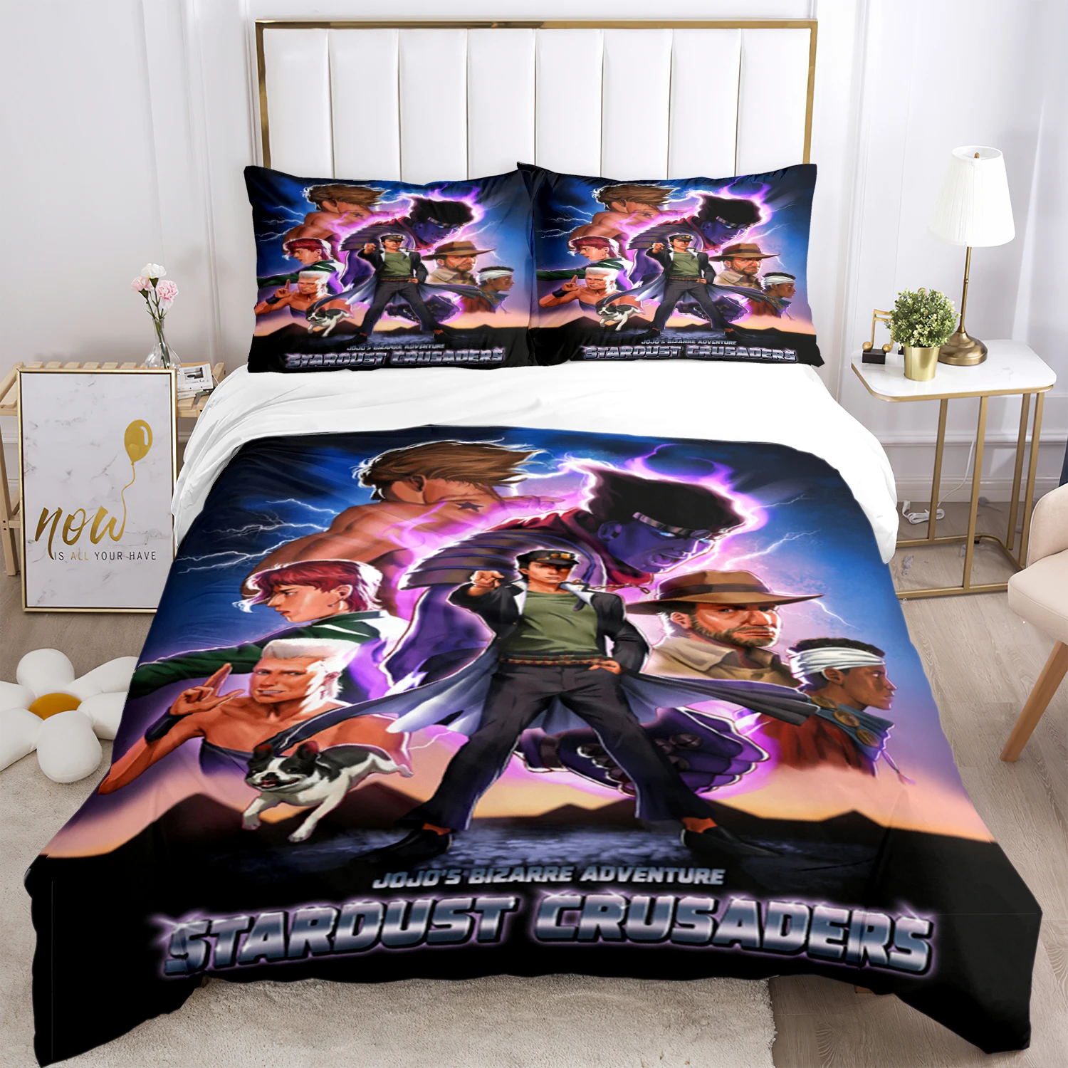 

JOJO Anime Print Three Piece Bedding Set Fashion Article Children or Adults for Beds Quilt Covers Pillowcases Bedding Set Gift