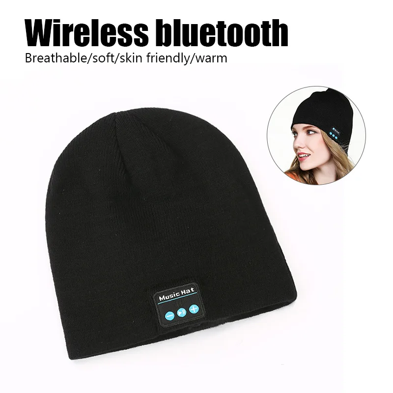 Wireless Bluetooth Headphones Beanie Hat Winter Sport Music Cap Headset with Mic Speaker for Xiaomi Huawei Redmi Iphone