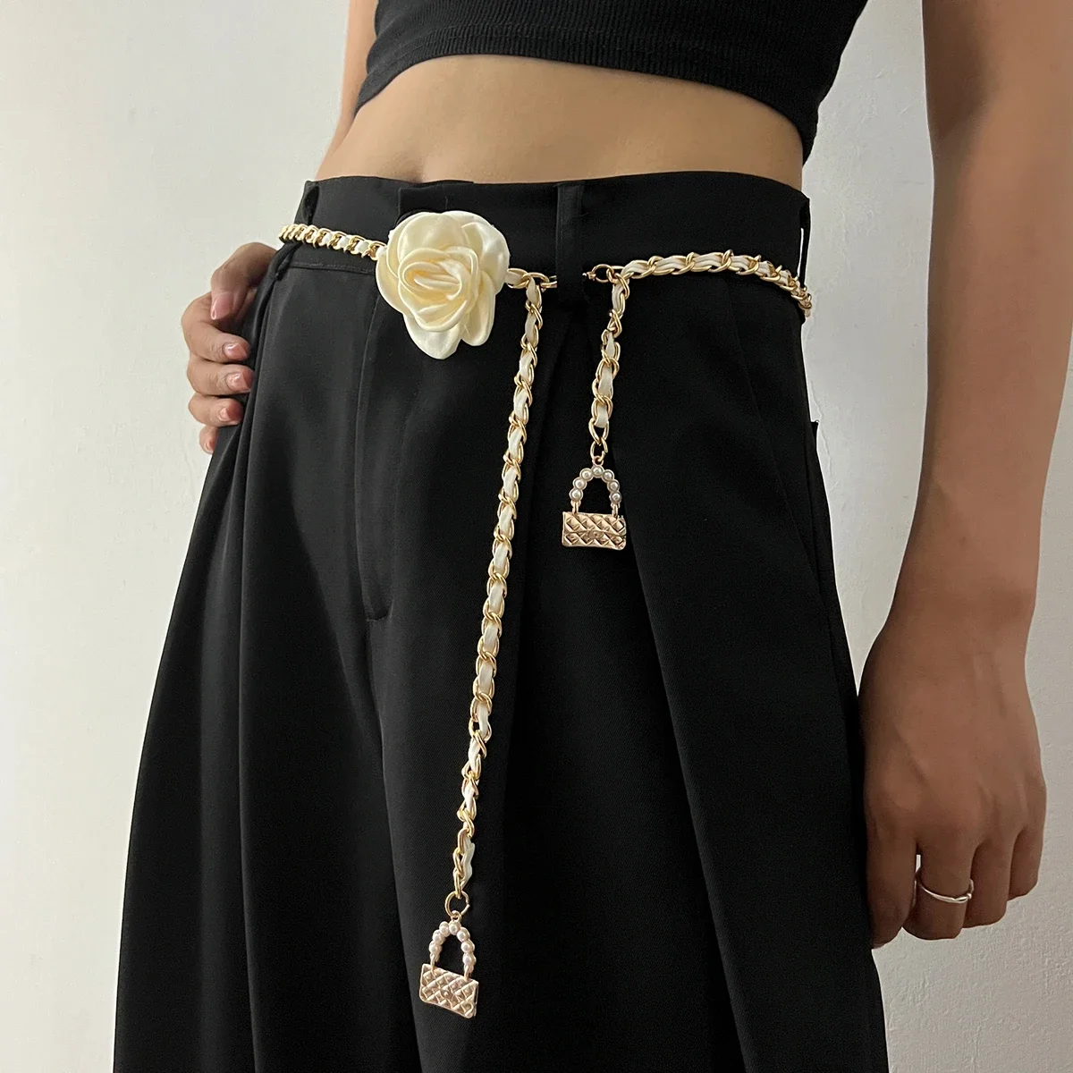 

Fashion Flower Gold Chain Belt Female Waist Adjustable Punk Silver Metal Belts For Women High Quality Luxury Dress Pant Chains