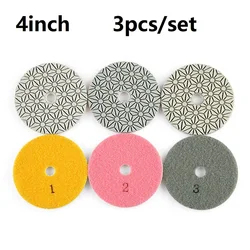 3PCS 4Inch Dry/wet Diamond 3 Step Polishing Pads For Granite Stone Concrete Marble Grinding Abrasive Power Tools Dropshippin G