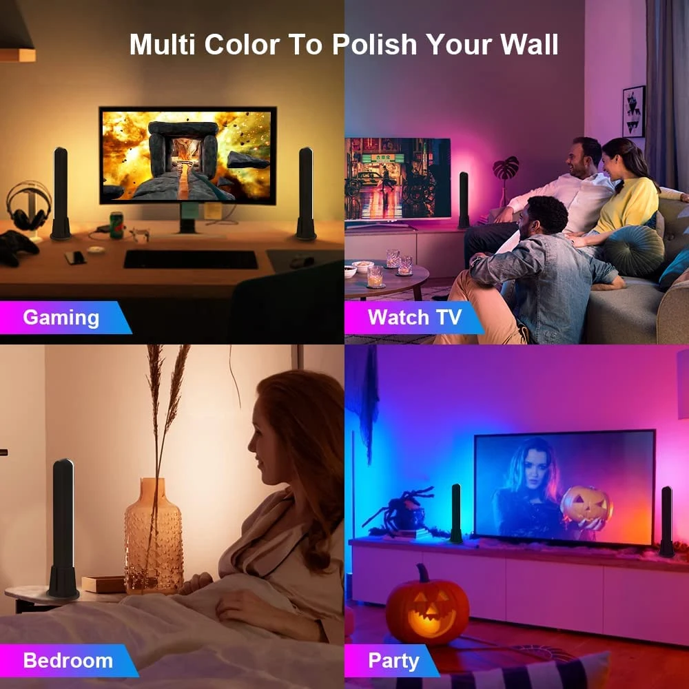 WiFi Smart LED Light Bar Atmosphere Ambient Light Music Synchronization 12 Modes Game TV Computer Room Decoration Night Light_voghion.com