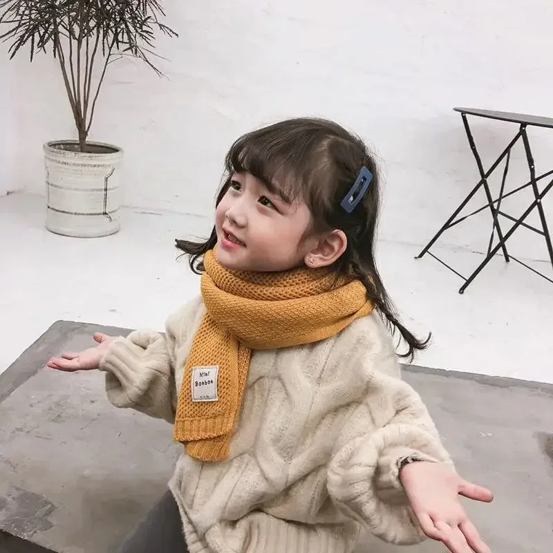 Kids Scarf Autumn Winter Fashion Children's Knitting Baby Bib Wool Knitting Winter Versatile Female Warm Girl Boy 6