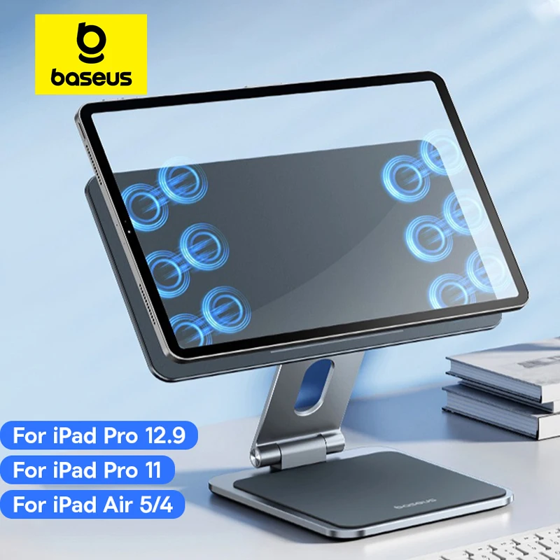 Baseus 아이패드 프로 11 용 마그네틱 스탠드, 12.9 인치 알루미늄 조절식 접이식 데스크탑 스탠드, 아이패드 에어 5 에어 4 10.9 태블릿 스탠드