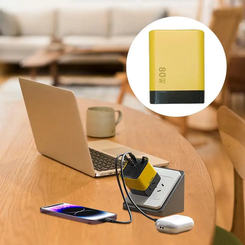 Retractable Phone Charger Wall Plug Socket Adapter Fast Charging Adapter Multifunctional 80W Splitter for Desktop Home