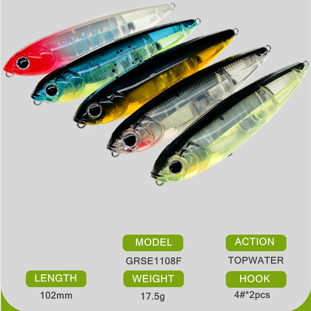 GREENSPIDER 102mm 17.5g Topwater Pencil Surface Fishing Lure Walk