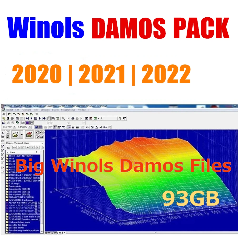 Hot Winols 4.7+Winols 93GB Damos Pack+ECM TITANIUM 26100 Driver + Immo Service Tool V1.2 free install ECU Programming Tool