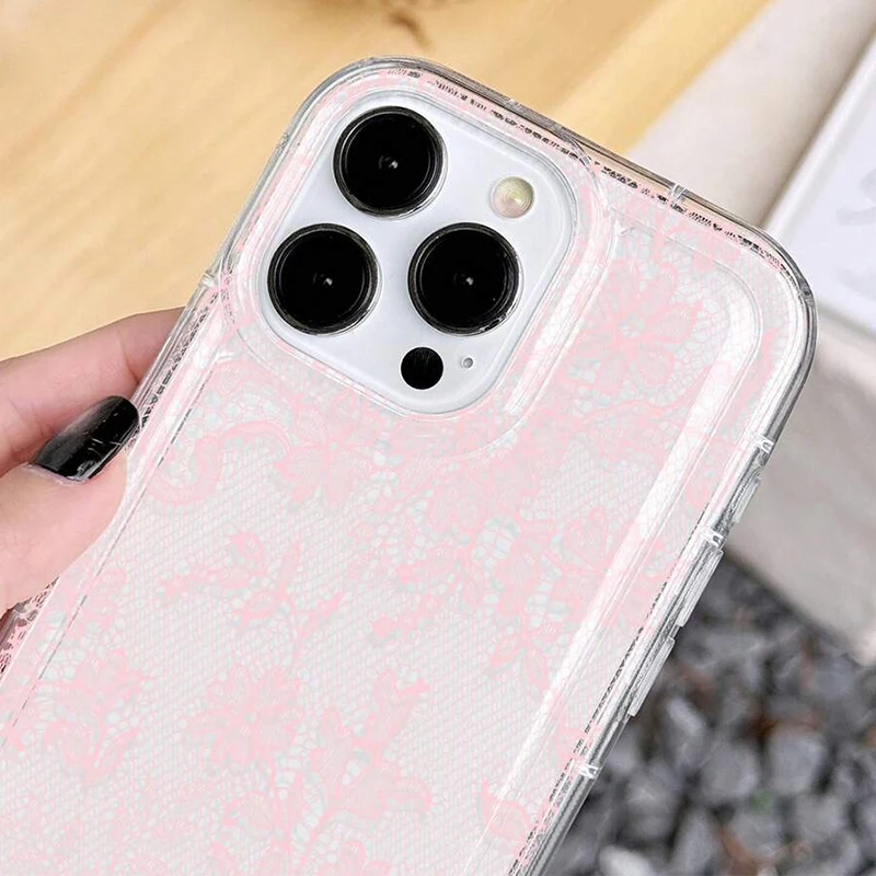 Romantic Lace Pattern Soft Transparent Phone Case