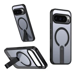 Premium Magnetic Stand Armor Phone Case with Magsafe Wireless Charging Compatibility - Shockproof and Durable Cover for Pixel 10 (Black)
