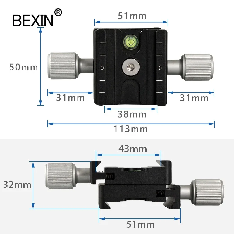 Bexin-qr Series Tripé Bola Cabeça Adaptador Liga de Alumínio Liberação Rápida Splint Clamp para Arca Swiss Dslr Câmera - Image 2