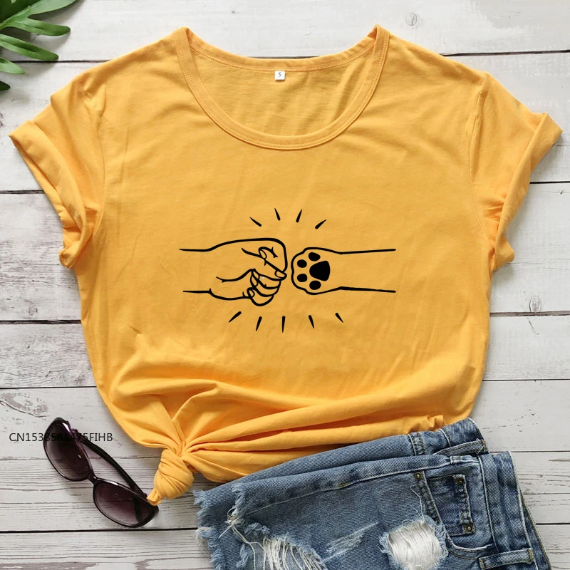

Funny Fist Bump T-Shirt Cute Dog Mom Graphic Tee Shirt Top Women Summer Graphic Gift Tshirt For Friend Puppy Premium Fabric