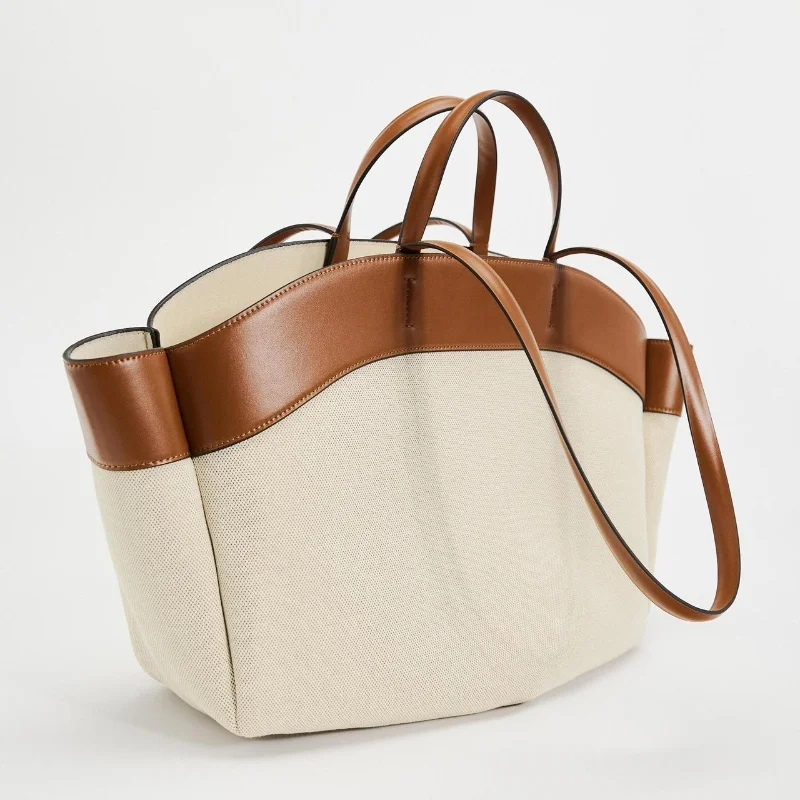 NEW Tote Bag Fashion Canvas Totes leather Portable Beach Shoulder Shopping Casual Beach Bag Large Capacity Handbag