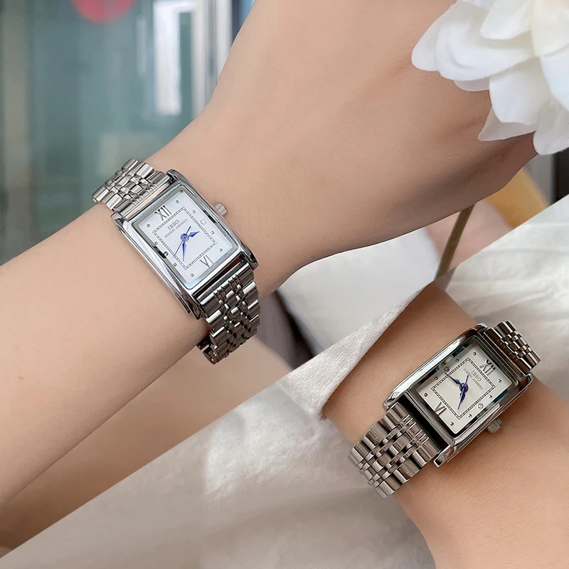 Роскошные Брендовые женские прямоугольные часы, Оригинальные Водонепроницаемые Элегантные наручные часы, кварцевые Стальные маленькие наручные часы, подарок для девушки